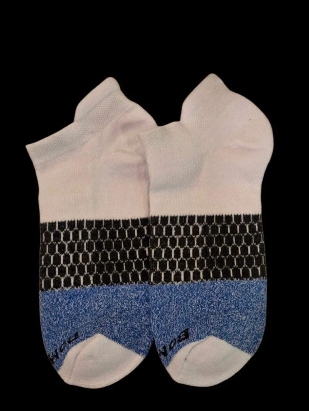 Bombas Medium Ankle Socks Blue & White 5 Pair BNWT Unisex Honeycomb Arch Support